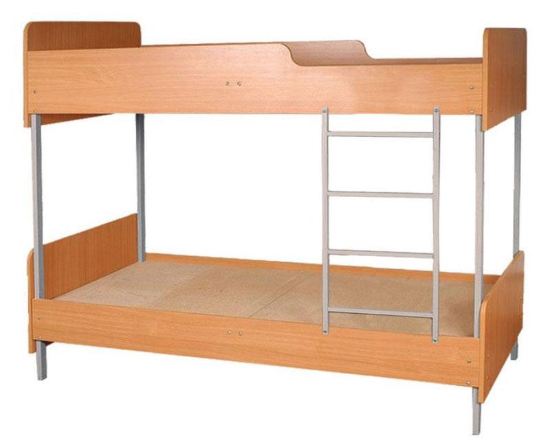 Ліжко двоярусне на прямокутній металевій трубі, спинки із заокругленими кутами,(АЛМАНТ), 1958х850х1778 мм.